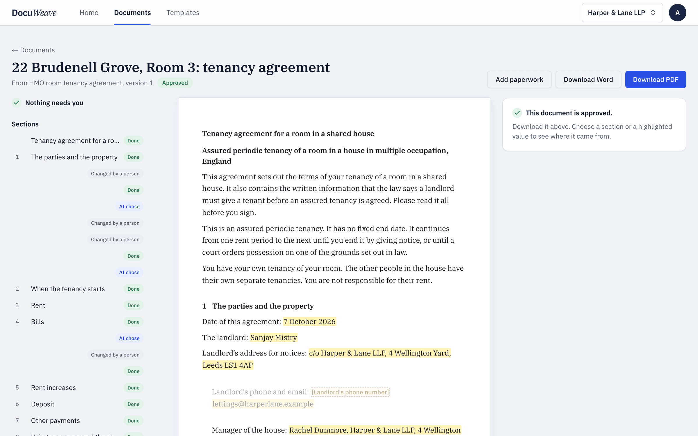 The approved HMO room tenancy agreement with Word and PDF downloads