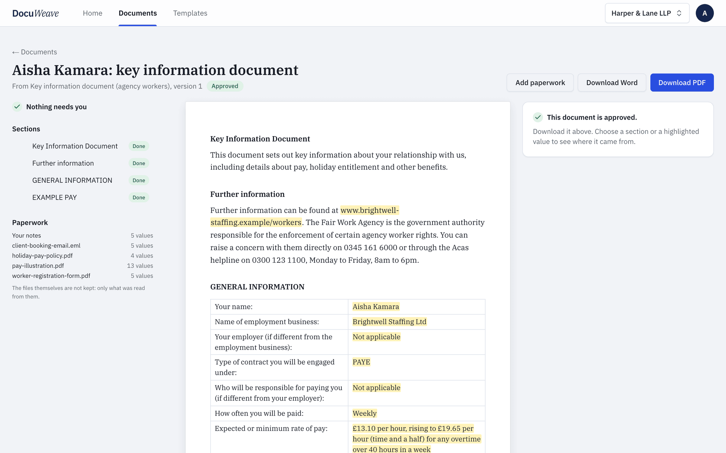 The approved key information document with Word and PDF downloads
