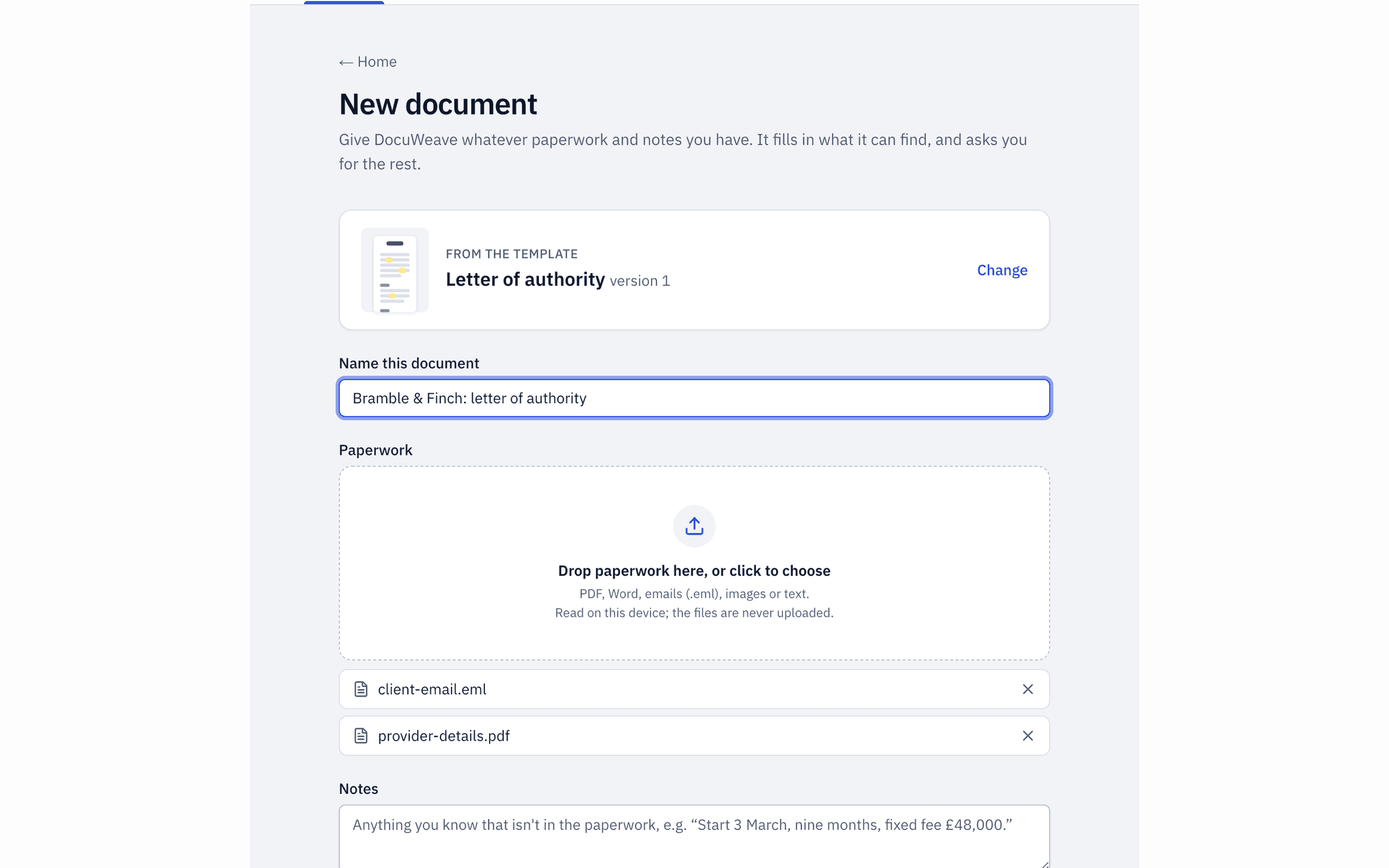 A client email and an onboarding sheet of providers added to a new document