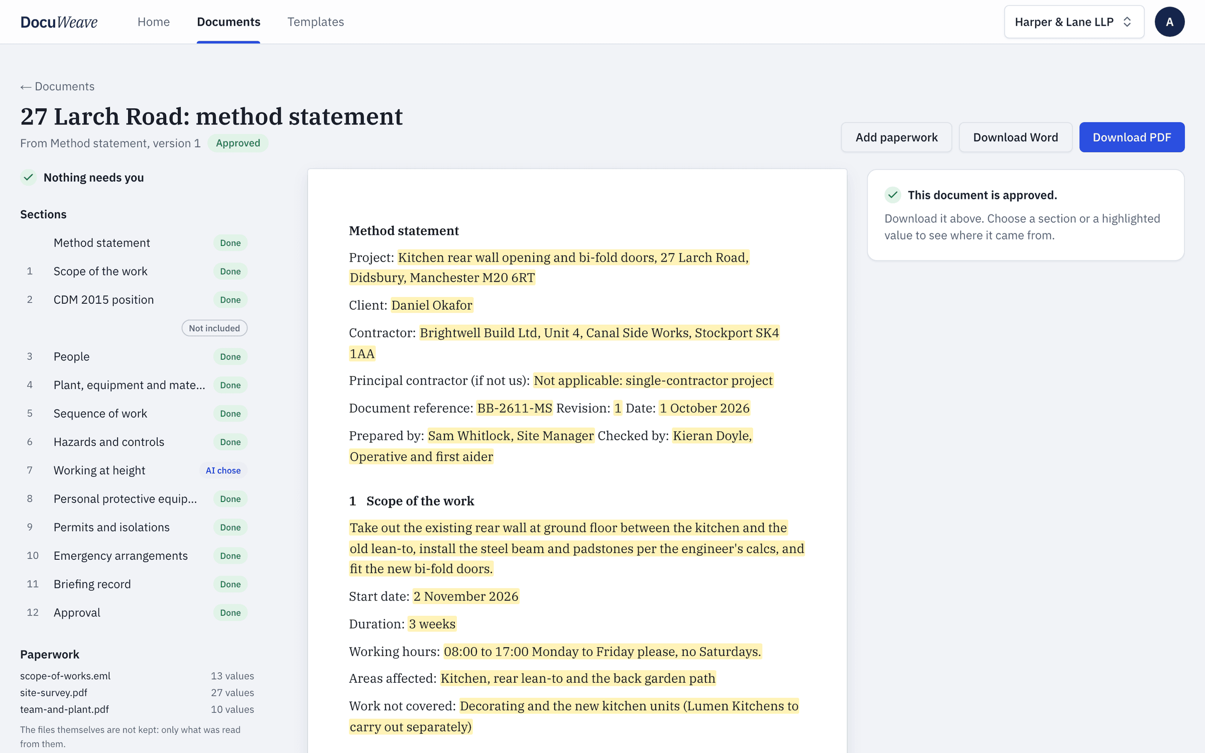The approved method statement with Word and PDF downloads