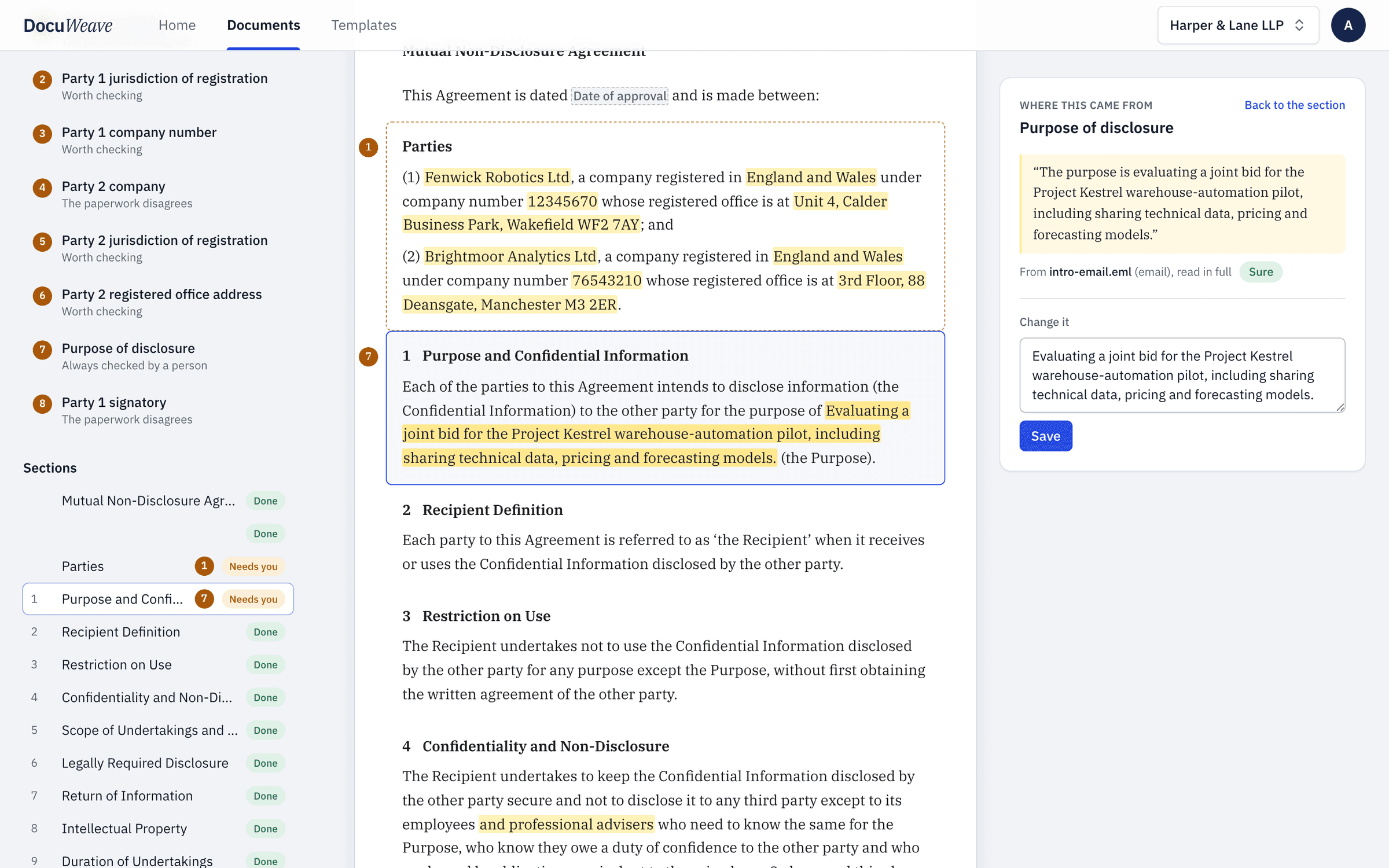 The purpose of disclosure with the email passage it came from
