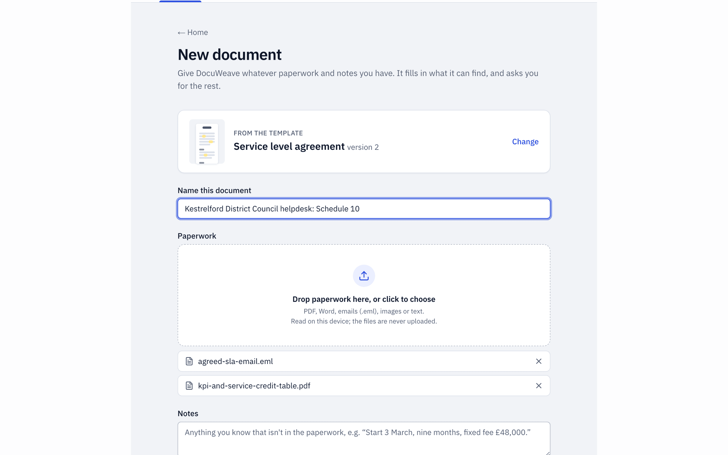 An agreed-terms email and the KPI and service credit table