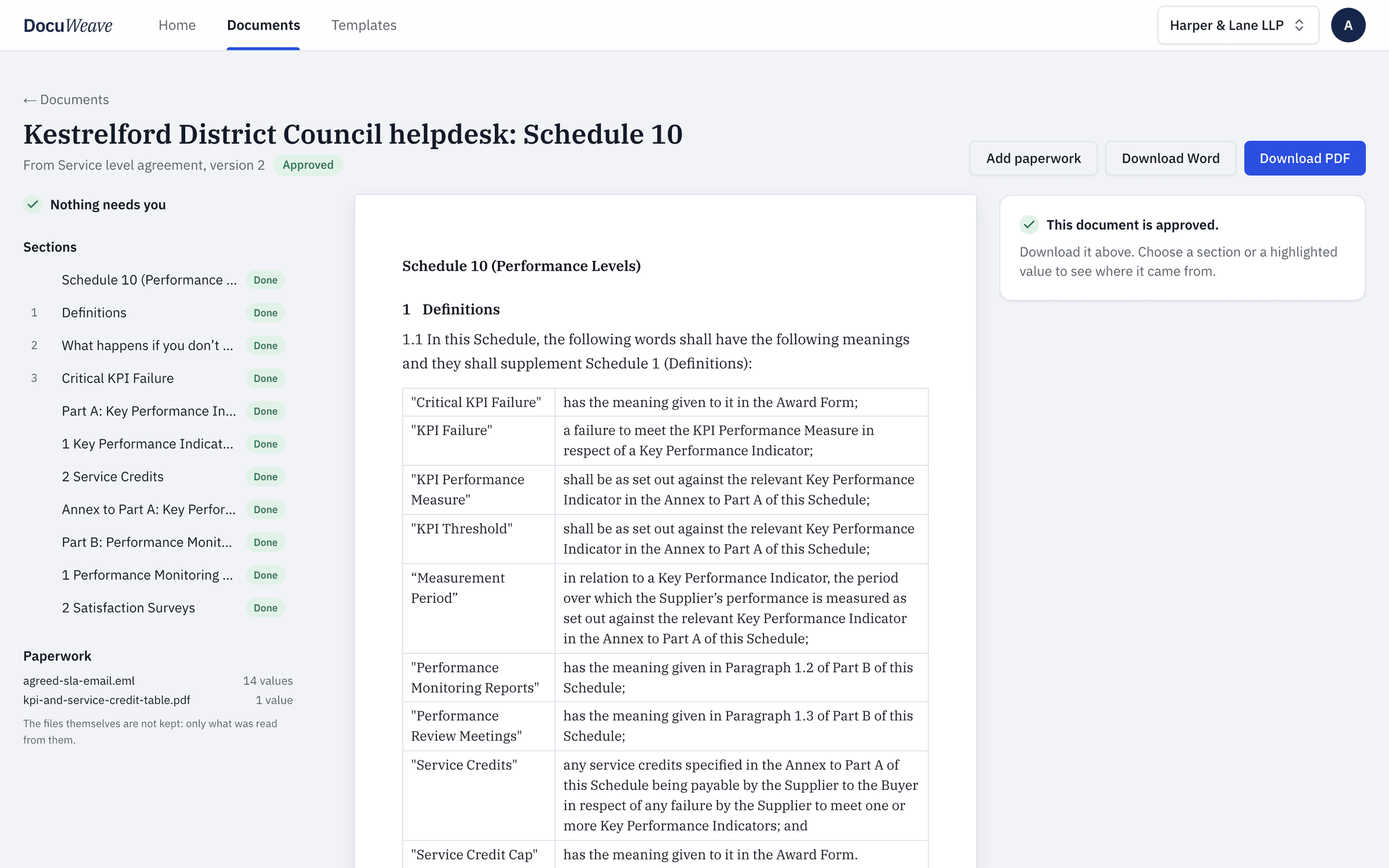 The approved schedule with Word and PDF downloads