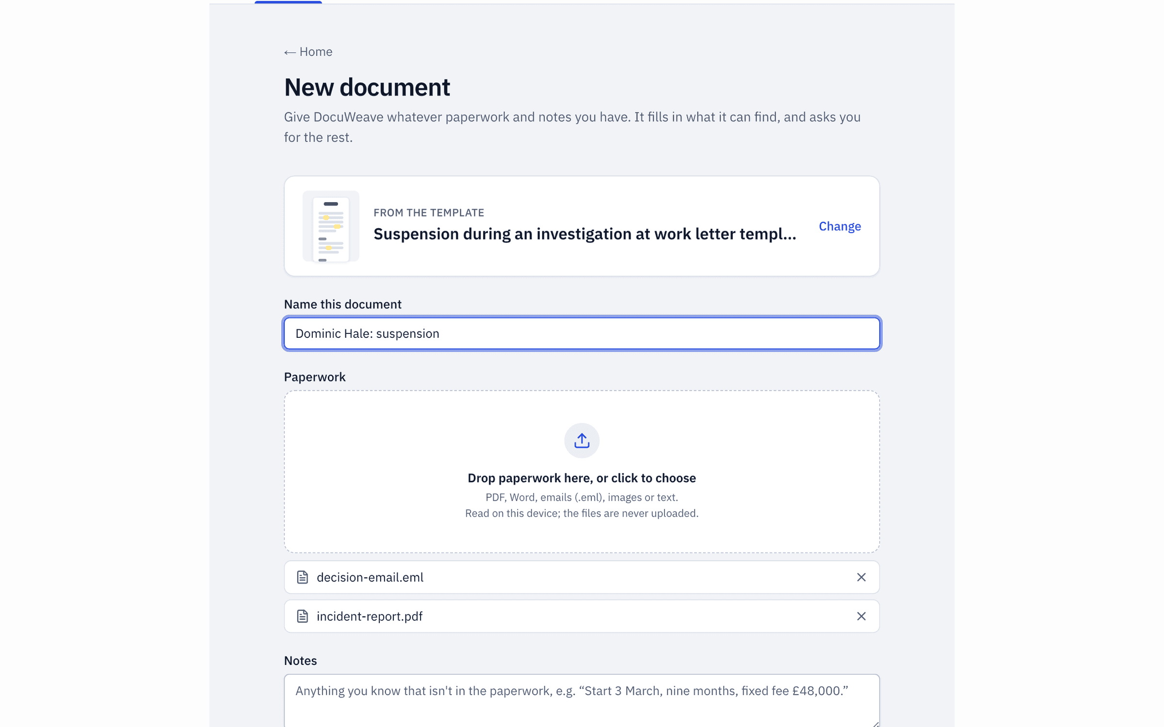 An incident report and a manager's email added to a new document